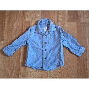 Cat & Jack Powder Blue Button Up Long Sleeve Shirt Baby Boy's Size 12 Months